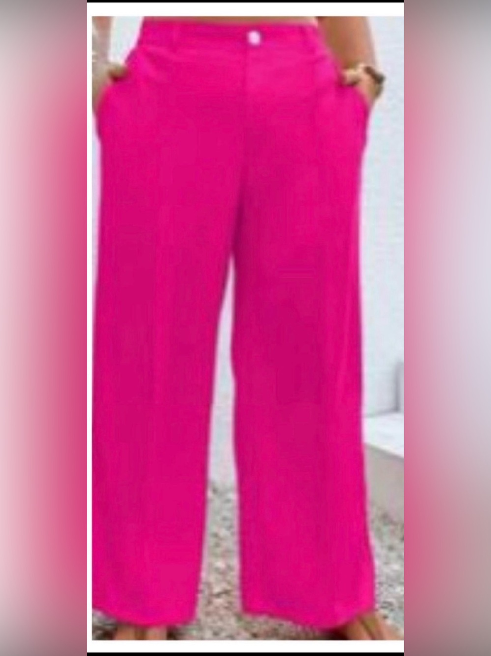 SHEIN Bright Fuchsia Wide-Leg Pull-On Pants